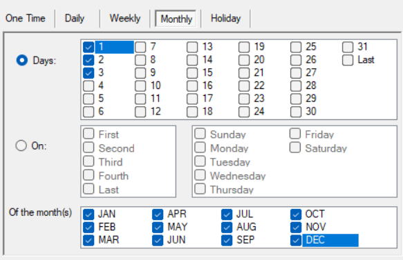 Chọn ngày cố định